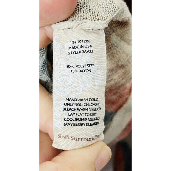 Soft Surroundings Womens Sz M Knit Sweater Floral Long Sleeve Stretch USA Made - Picture 4 of 7